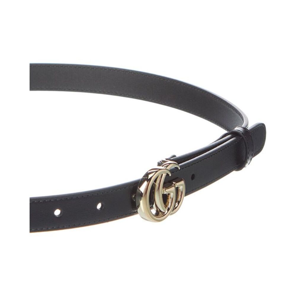 Gucci Double G Thin Leather Belt, Black - Picture 2 of 3